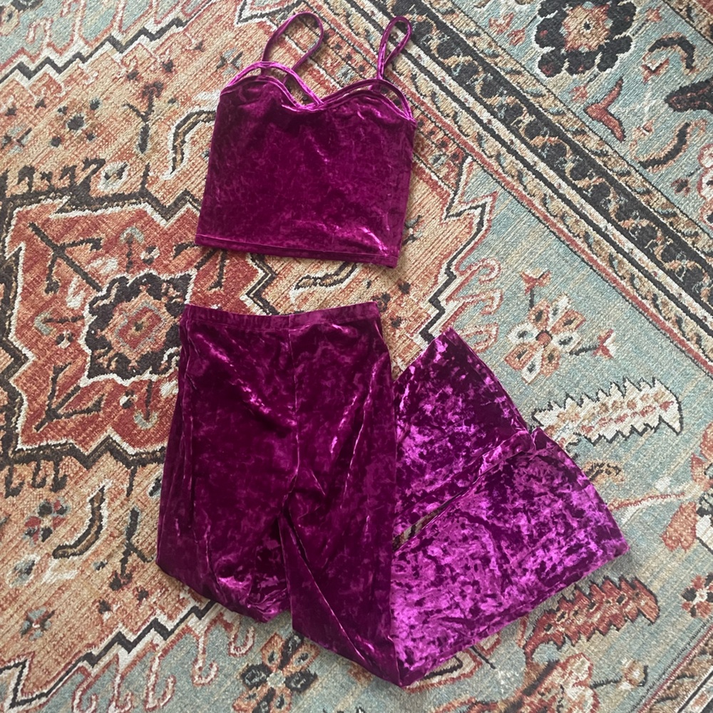 Magenta Velvet Two-Piece Set